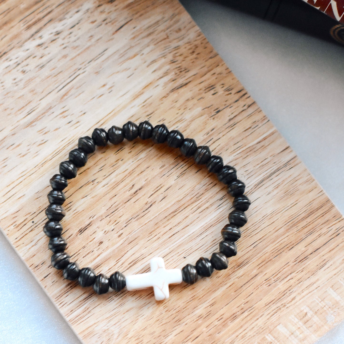 Wooden Cross Bracelet