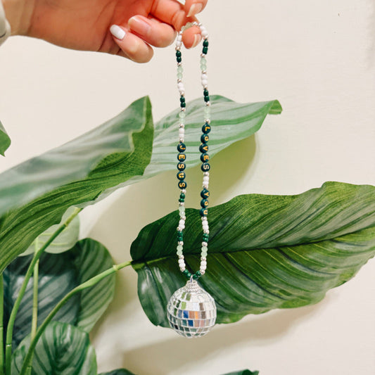 Green and White JLY Disco Car Charm
